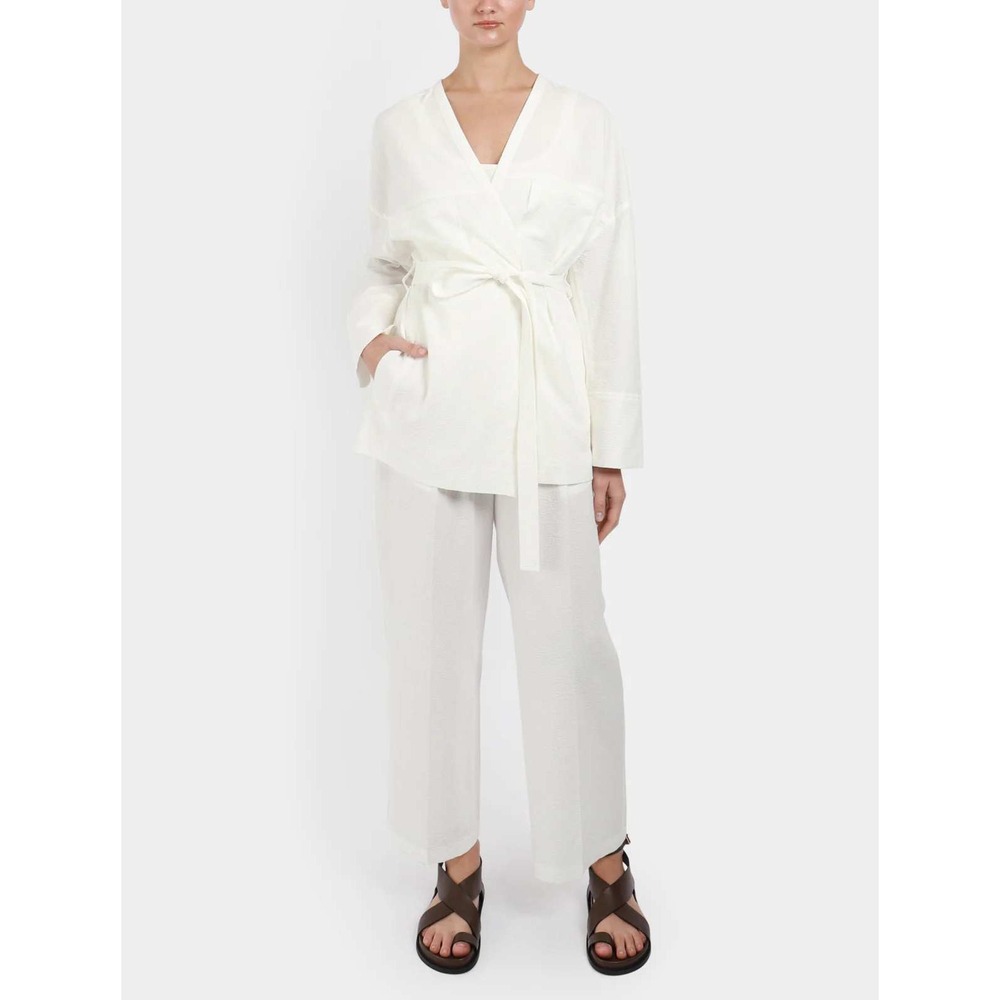 A EMERY Olivier Pant Parchment Textured Cotton Wide Leg‎ Ankle Pants Size 6